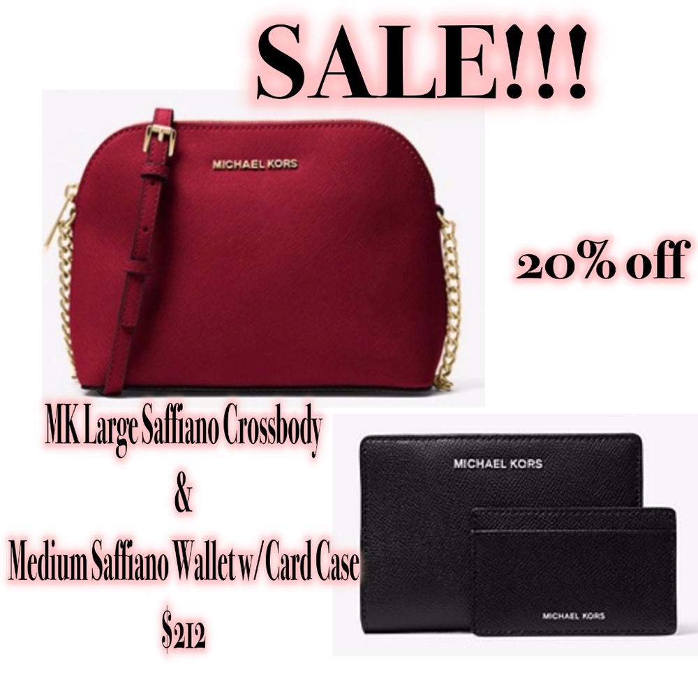 MK Large Saffino Crossbody & Saffiano Wallet